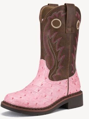 Kids Pink and Brown Western Cowboy Boots - Youth Riding Boot